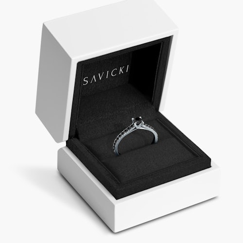 Pierścionek zaręczynowy Share Your Love: białe złoto, czarny diament